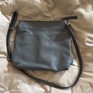 Elegant Gray Leather Crossbody Bag